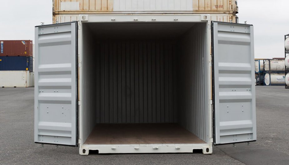 mini shipping container with double door open